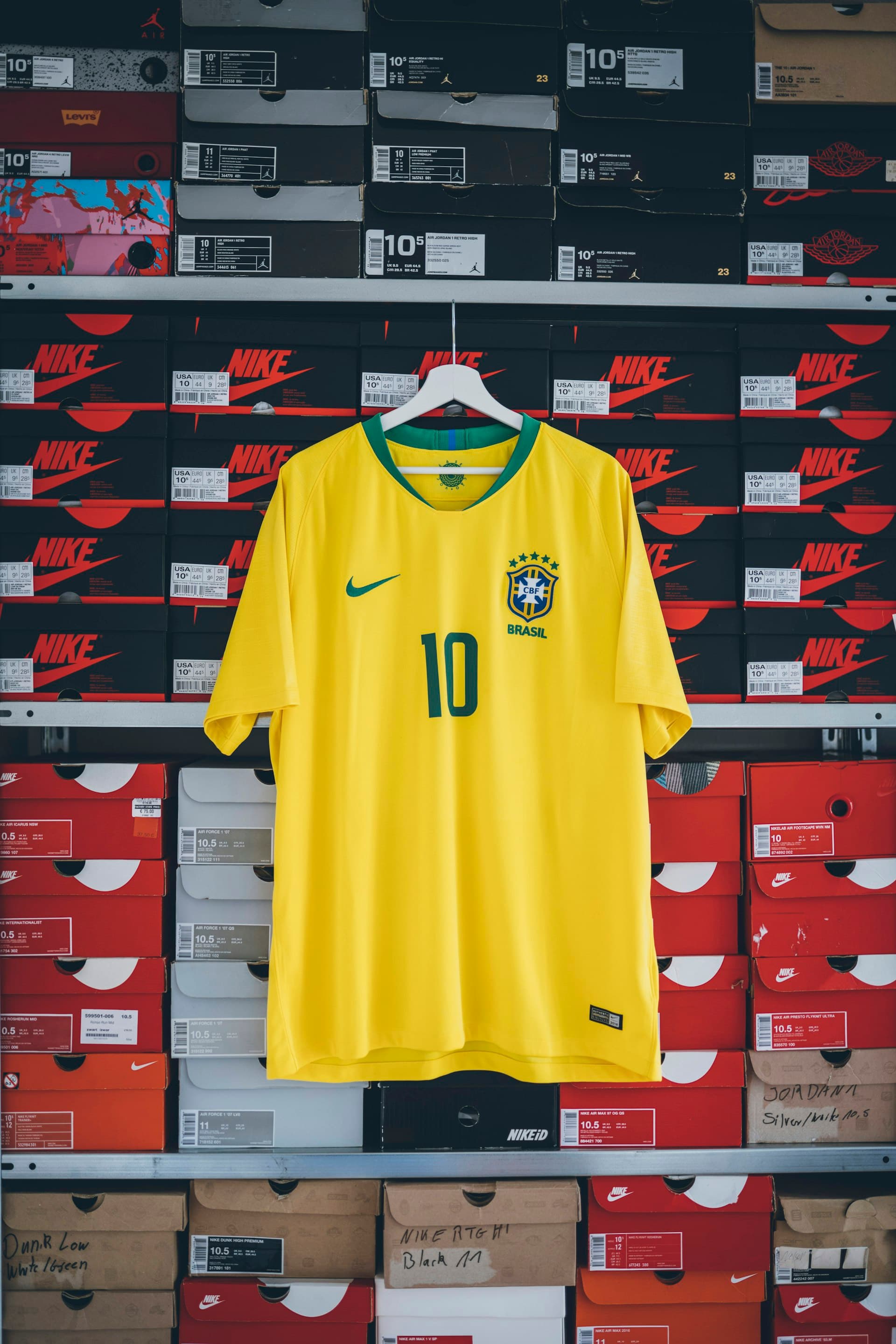 Collectible football shirt in a collector's workspace